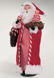Byer's Choice Red Velvet Mrs Claus & Candy Cane Santa